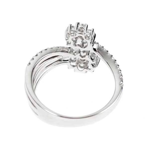 K18WG ダイヤモンド リング 0.76ct フラワー フォーク — セルビー