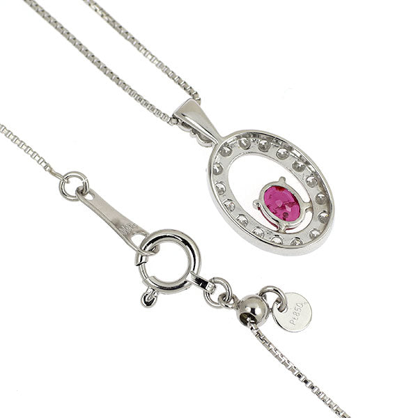 Pt950/ Pt850 非加熱 ピジョンブラッドルビー ダイヤモンド ペンダントネックレス 0.20ct D0.24ct