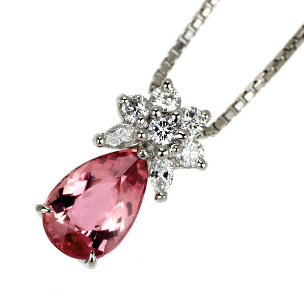 希少 Pt900/ Pt850 インペリアル トパーズ ダイヤモンド ペンダントネックレス 1.51ct D0.24ct