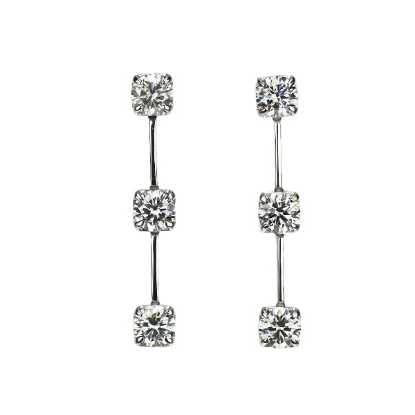 Pt950/ Pt850 ダイヤモンド ピアス 0.62ct スリーストーン