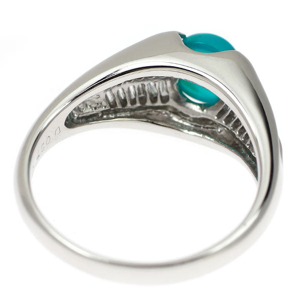 Pt900 ブルーオパール ダイヤモンド リング 1.005ct D0.37ct
