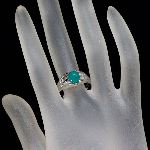 Pt900 ブルーオパール ダイヤモンド リング 1.005ct D0.37ct