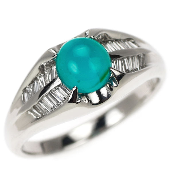 Pt900 ブルーオパール ダイヤモンド リング 1.005ct D0.37ct