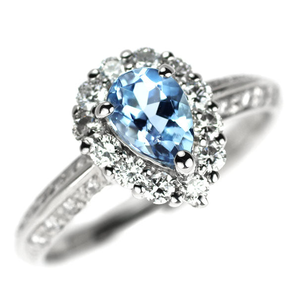 Pt900 アクアマリン ダイヤモンド リング 0.51ct D0.44ct