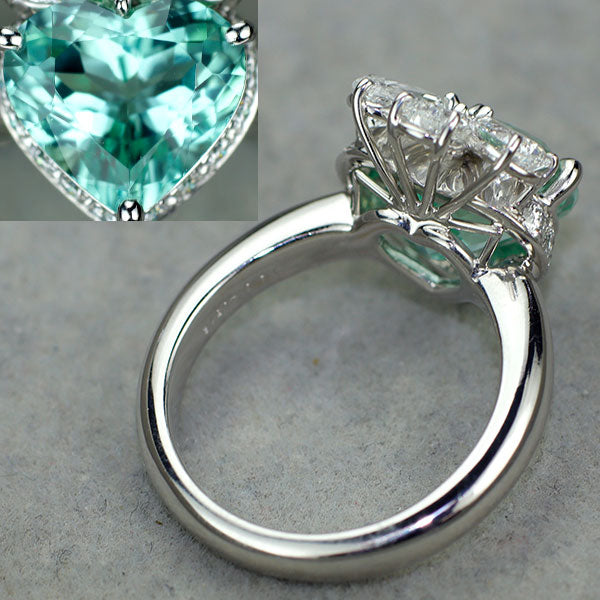 K18WG ブルーグリーントルマリン ダイヤモンド リング 4.512ct PSD0.788ct D0.308ct