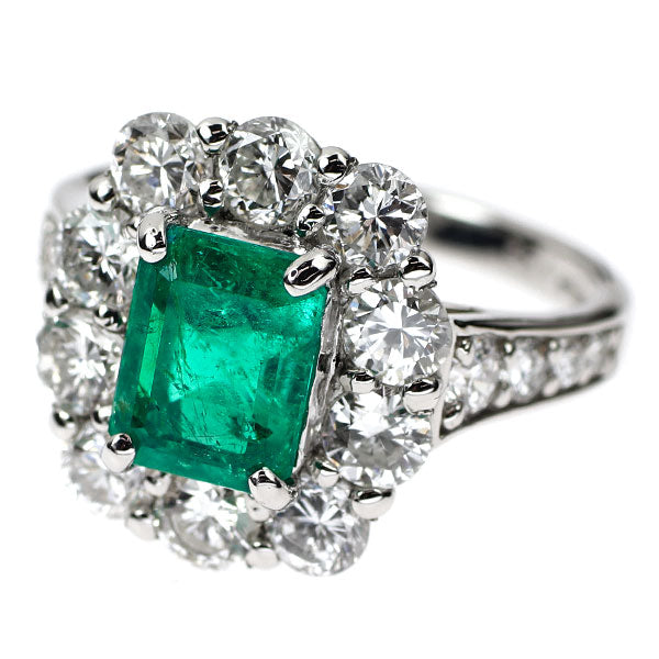 Pt950 コロンビア産 エメラルド ダイヤモンド リング 1.60ct D2.06ct