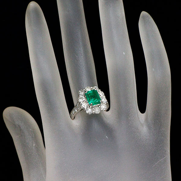 Pt950 コロンビア産 エメラルド ダイヤモンド リング 1.60ct D2.06ct