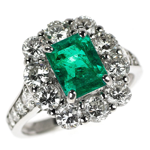 Pt950 コロンビア産 エメラルド ダイヤモンド リング 1.60ct D2.06ct