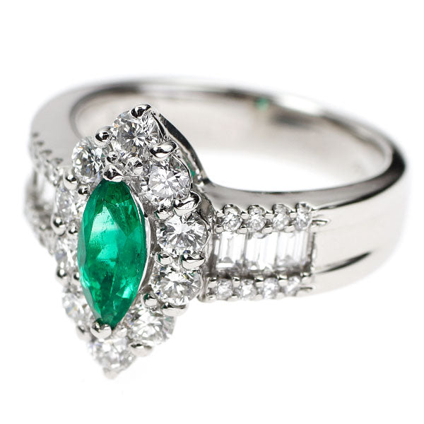 Pt900 コロンビア産 エメラルド ダイヤモンド リング 0.50ct D1.20ct