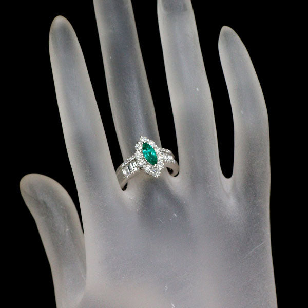 Pt900 コロンビア産 エメラルド ダイヤモンド リング 0.50ct D1.20ct