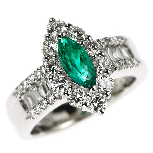 Pt900 コロンビア産 エメラルド ダイヤモンド リング 0.50ct D1.20ct