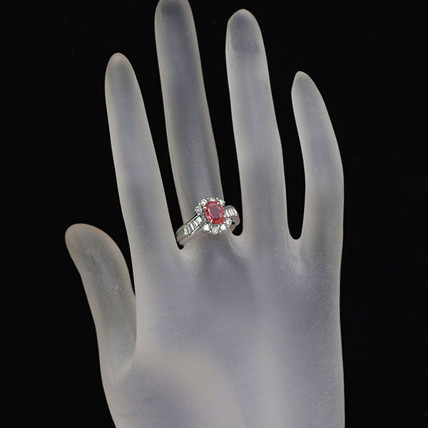 Pt900 パパラチアサファイア ダイヤモンド リング 1.085ct D0.65ct