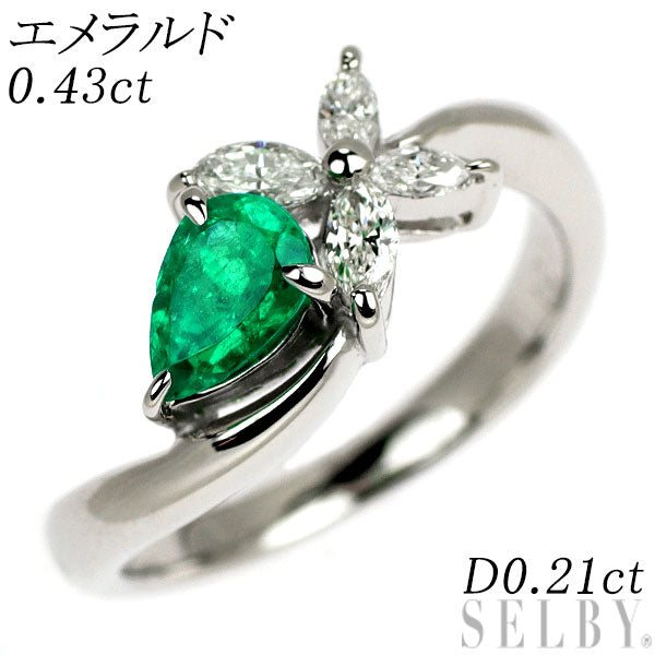 Pt900 エメラルド ダイヤモンド リング 0.43ct D0.21ct