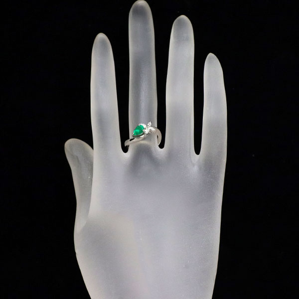 Pt900 エメラルド ダイヤモンド リング 0.43ct D0.21ct
