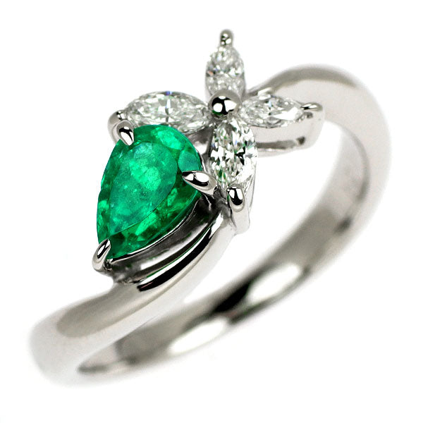 Pt900 エメラルド ダイヤモンド リング 0.43ct D0.21ct