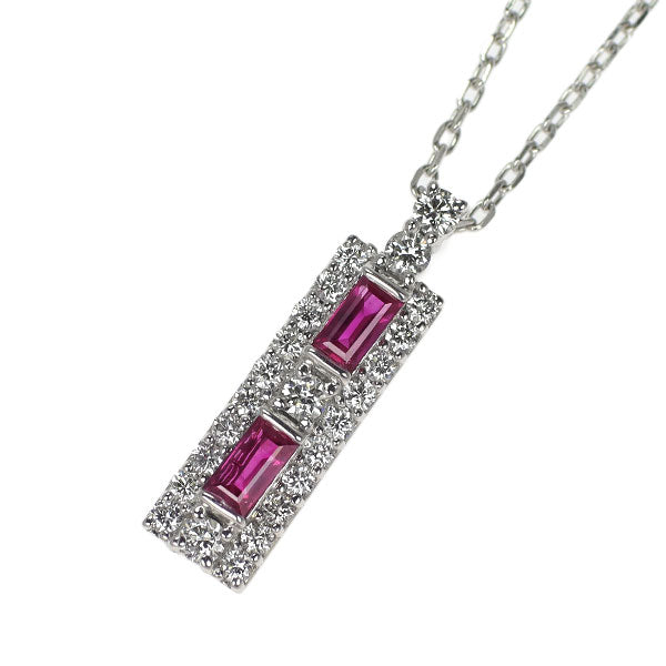 K18WG ルビー ダイヤモンド ペンダントネックレス 0.20ct D0.23ct