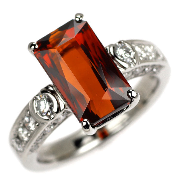 Pt900 スペサタイト ガーネット ダイヤモンド リング 6.12ct D0.66ct