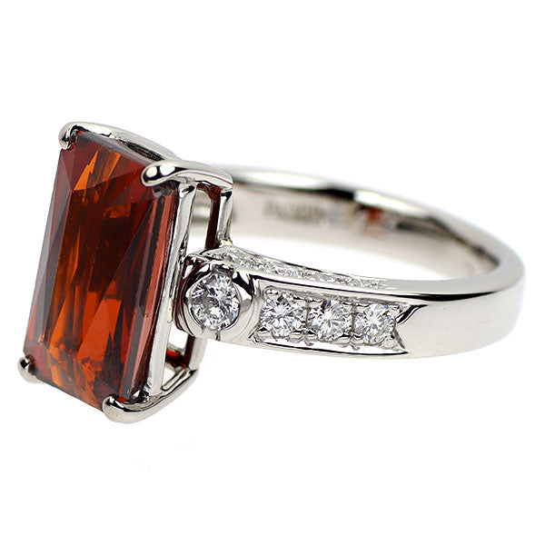 Pt900 スペサタイト ガーネット ダイヤモンド リング 6.12ct D0.66ct