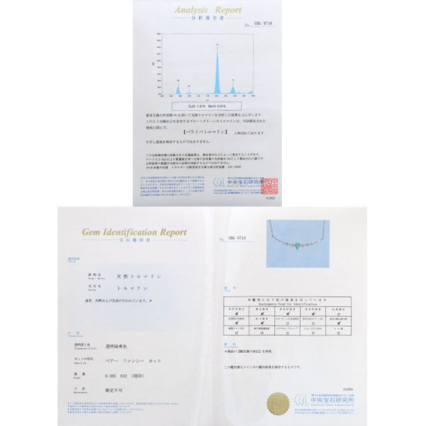 LA SOMA Pt900/ Pt850 パライバトルマリン ダイヤモンド ペンダントネックレス 0.085ct D0.32ct