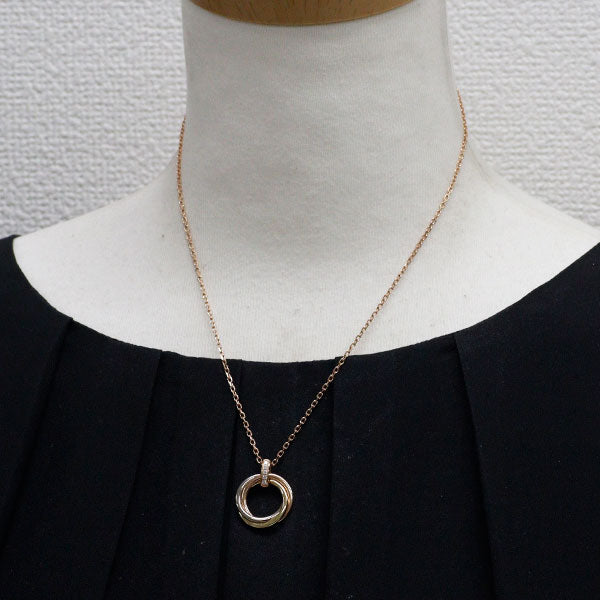 カルティエ K18YG/WG/PG ダイヤモンド ペンダントネックレス トリニティ
