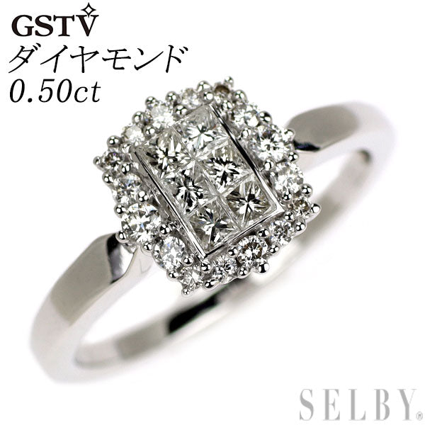 GSTV K18WG ダイヤモンド リング 0.50ct ミステリーセッティング