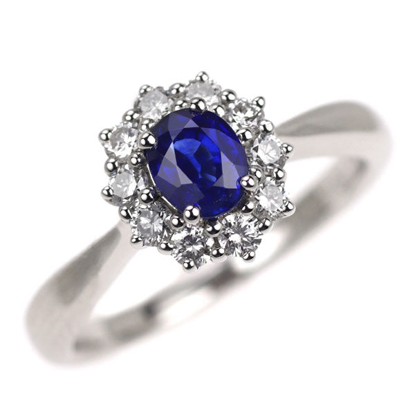 Pt900 サファイア ダイヤモンド リング 0.35ct D0.26ct