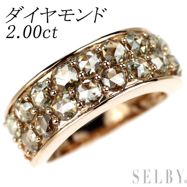 K18PG ローズカット ダイヤモンド リング 2.00ct