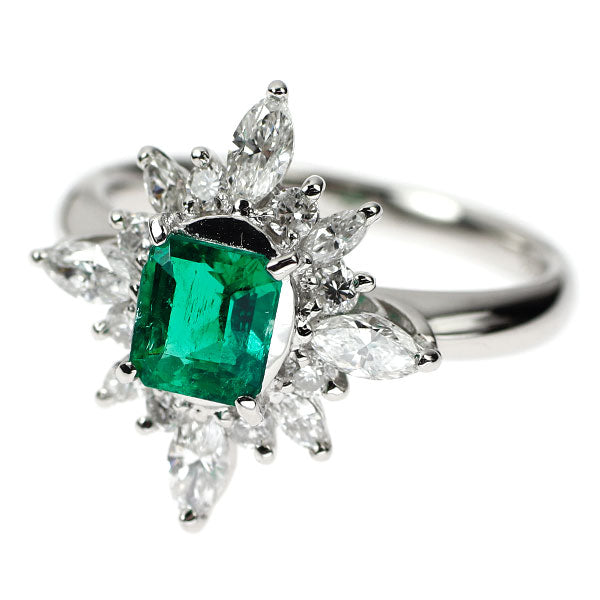 Pt900 エメラルド ダイヤモンド リング 0.76ct D0.79ct