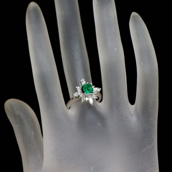 Pt900 エメラルド ダイヤモンド リング 0.76ct D0.79ct
