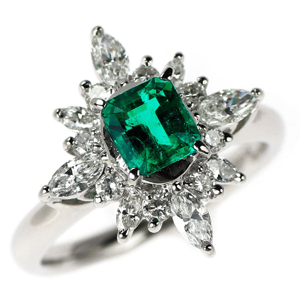 Pt900 エメラルド ダイヤモンド リング 0.76ct D0.79ct