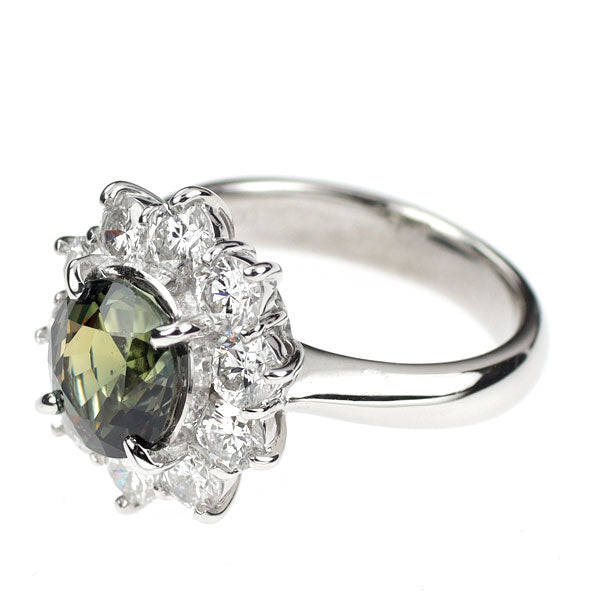 Pt900 カラーチェンジサファイア ダイヤモンド リング 2.413ct D1.28ct