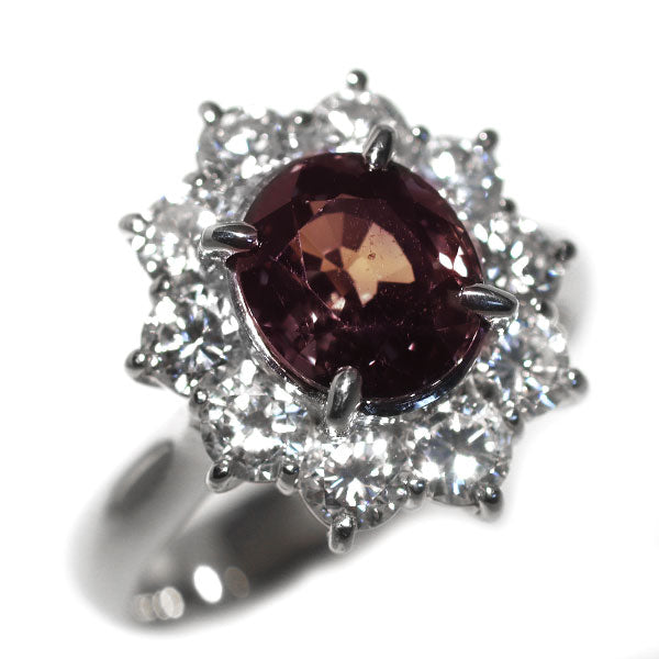 Pt900 カラーチェンジサファイア ダイヤモンド リング 2.413ct D1.28ct