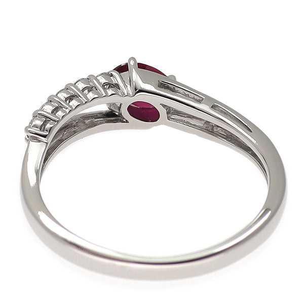 Pt900 非加熱ピジョンブラッド ルビー ダイヤモンド リング 0.34ct D0.10ct