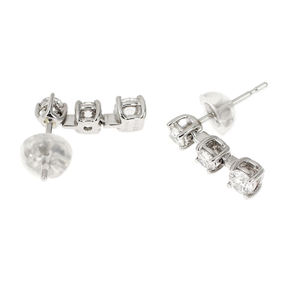 Pt900 H&Cダイヤモンド ピアス 0.532ct スリーストーン
