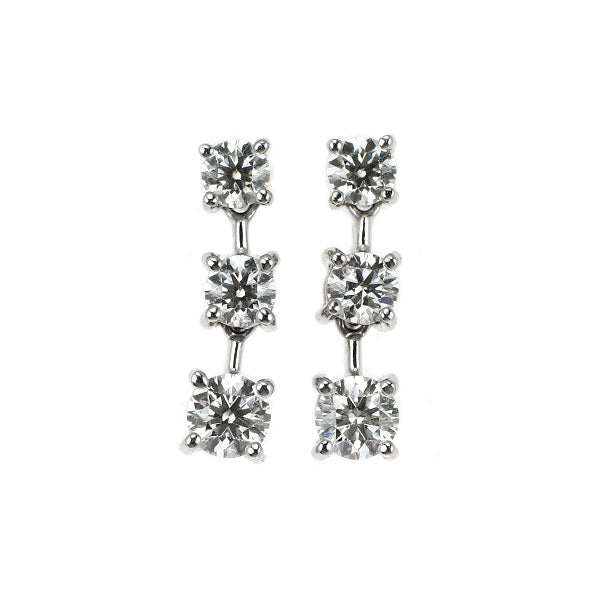Pt900 H&Cダイヤモンド ピアス 0.532ct スリーストーン