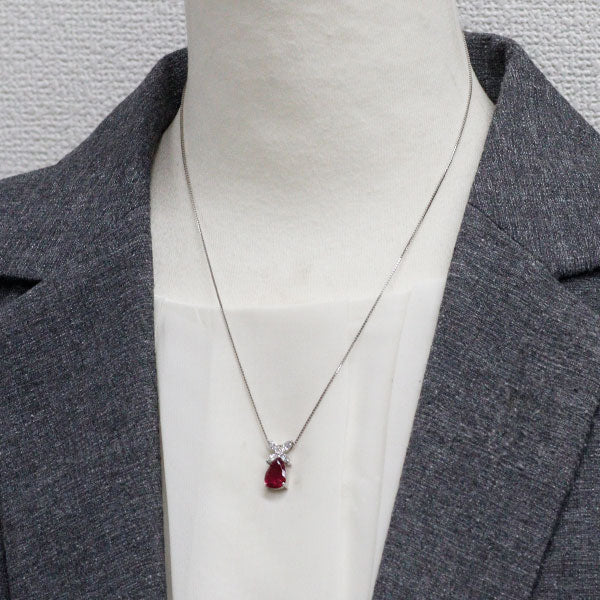 Pt900/ Pt850 ルベライト ダイヤモンド ペンダントネックレス 1.97ct D0.43ct