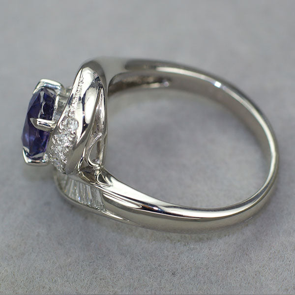 Pt900 スリランカ産 非加熱カラーチェンジ サファイア ダイヤモンド リング 1.56ct D0.63ct