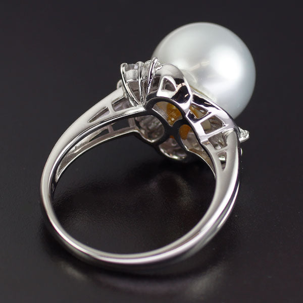 Pt900 白蝶真珠 ダイヤモンド リング 径約11.8mm D0.61ct