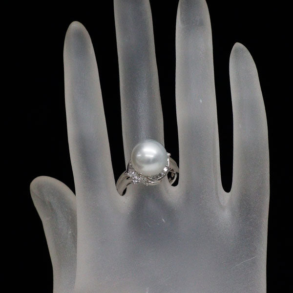 Pt900 白蝶真珠 ダイヤモンド リング 径約11.8mm D0.61ct