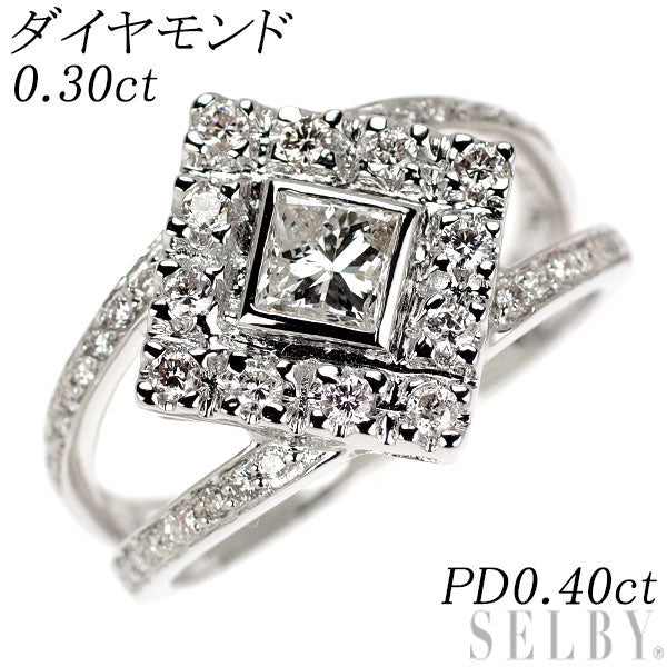 K18WG プリンセスカット ダイヤモンド 天然ピンクダイヤ リング 0.30ct PD0.40ct