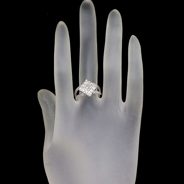 K18WG プリンセスカット ダイヤモンド 天然ピンクダイヤ リング 0.30ct PD0.40ct