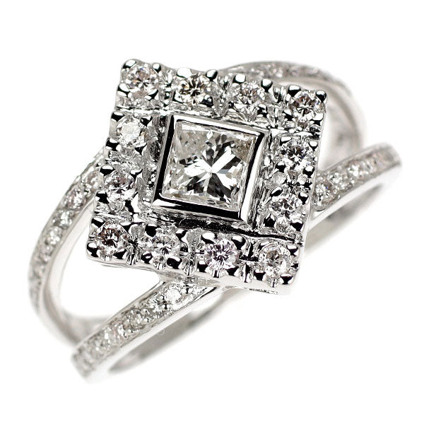 K18WG プリンセスカット ダイヤモンド 天然ピンクダイヤ リング 0.30ct PD0.40ct