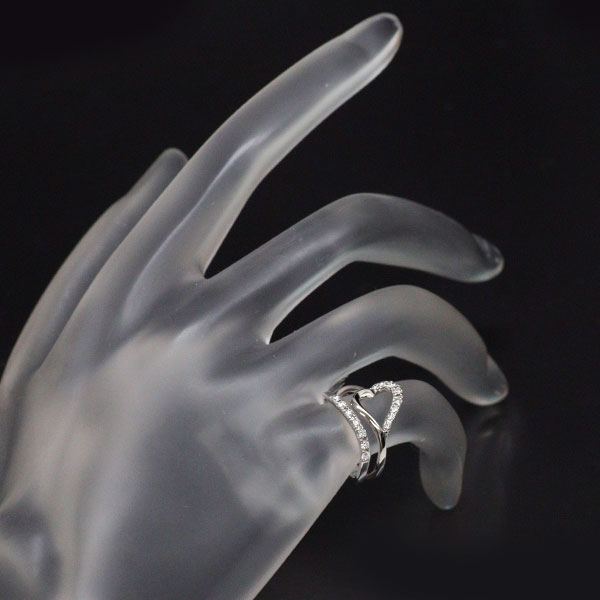 ゆきざき K18WG ダイヤモンド リング 0.17ct ツインピンキー ハート
