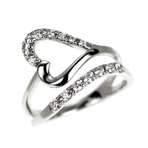 ゆきざき K18WG ダイヤモンド リング 0.17ct ツインピンキー ハート
