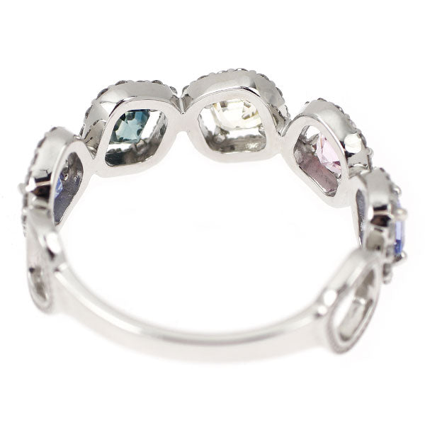 新品 Pt900 マルチカラー サファイア ダイヤモンド リング 0.92ct D0.31ct
