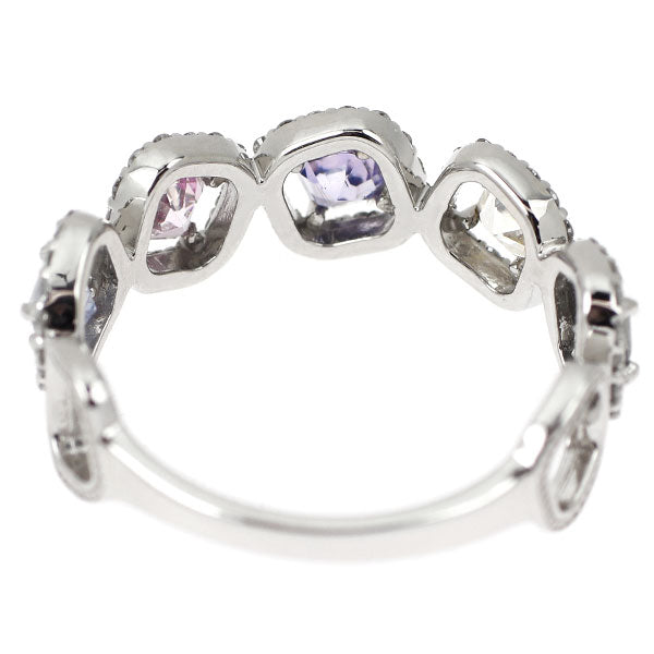新品 Pt900 マルチカラー サファイア ダイヤモンド リング 0.83ct D0.31ct