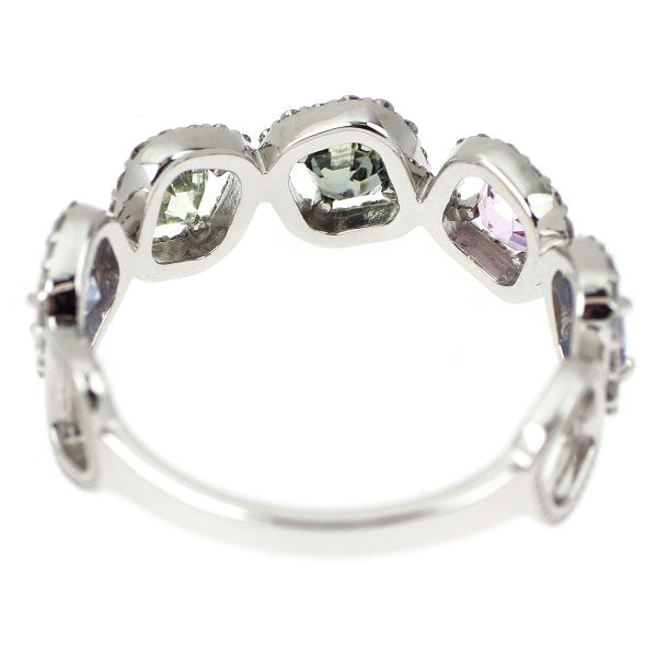 新品 Pt900 マルチカラー サファイア ダイヤモンド リング 0.84ct D0.31ct