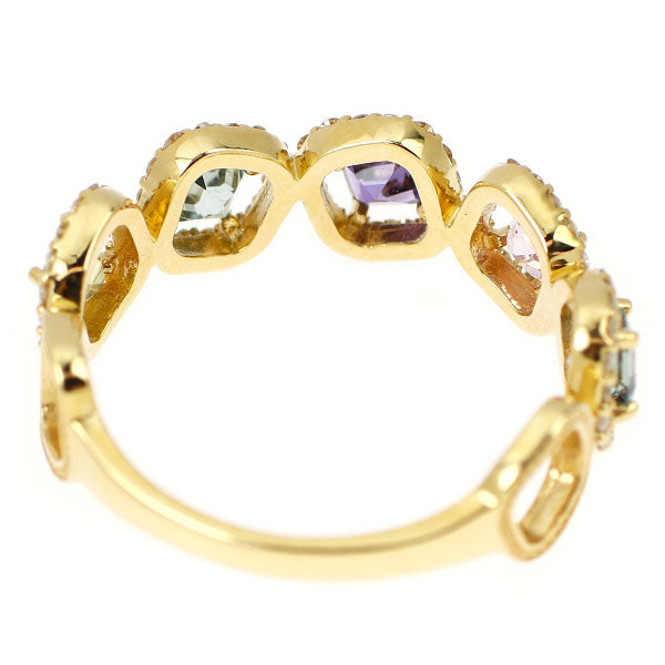 新品 K18YG マルチカラー サファイア ダイヤモンド リング 0.87ct D0.26ct