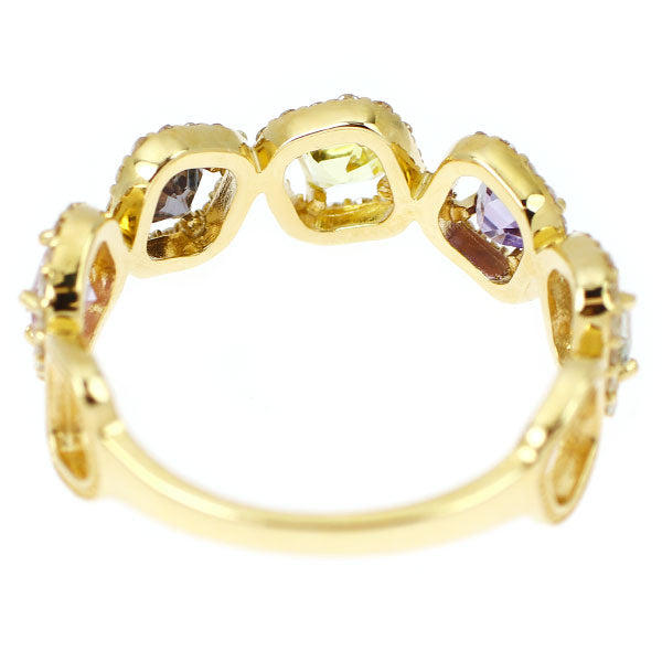 新品 K18YG マルチカラー サファイア ダイヤモンド リング 0.86ct D0.26ct