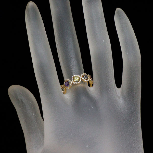 新品 K18YG マルチカラー サファイア ダイヤモンド リング 0.86ct D0.26ct